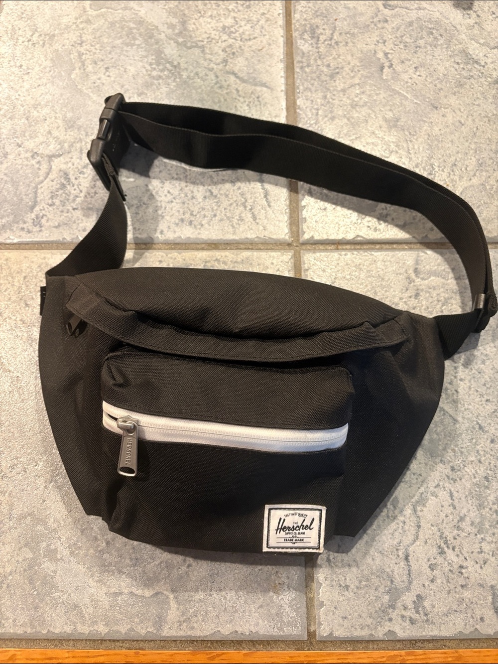 Herschel Supply Company Black Waist Pack with White Zip Accent